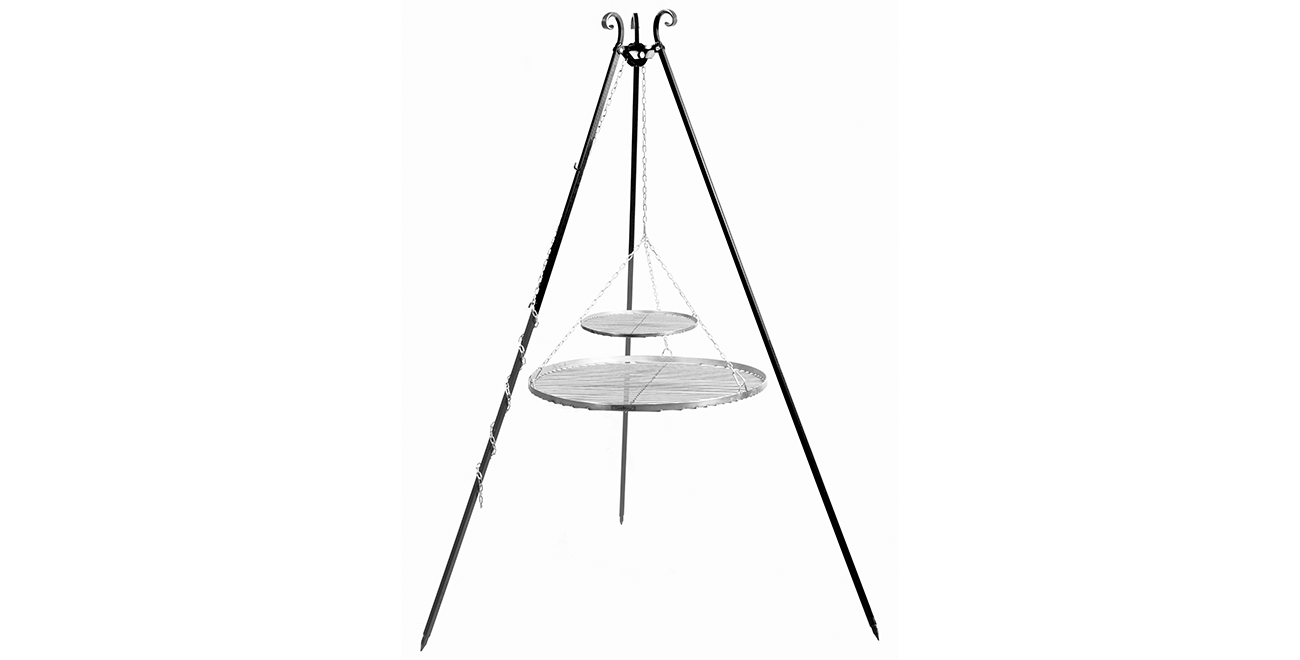 Schwenkgrill 180 cm - Doppelrost aus Edelstahl 70 cm + 40 cm