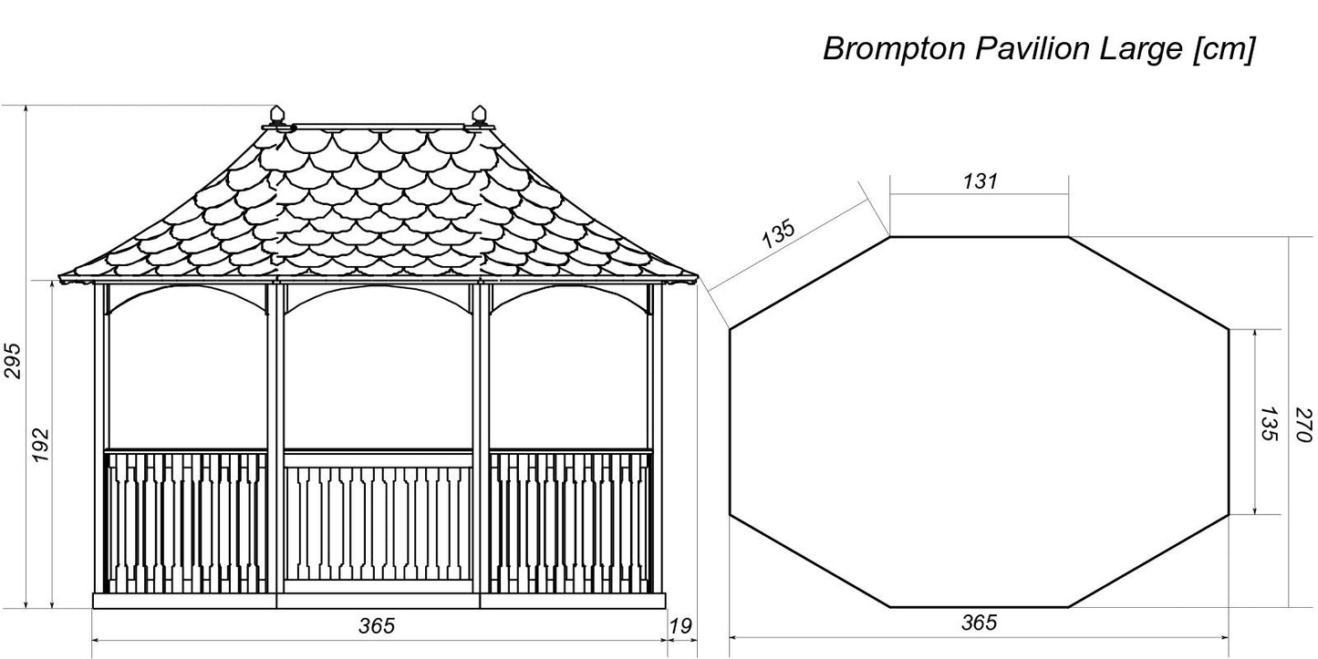 Breite Brompton Gartenlaube mit Dachschindeln