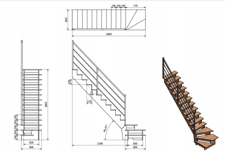 Müllertreppe aus Buchenholz – rechts gewendelt