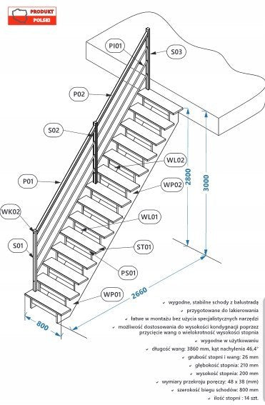 Gerade Müllertreppe aus Buchenholz