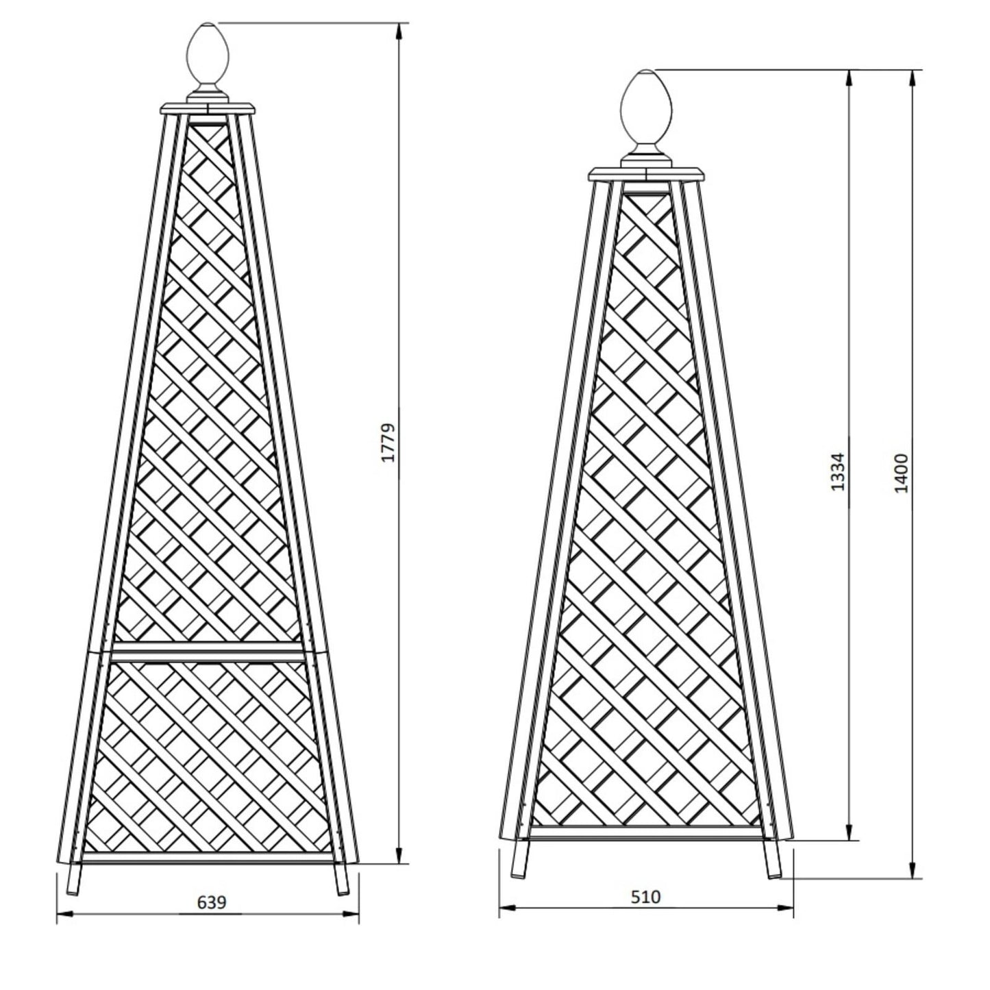 Rankhilfe Obelisk mit Kugel aus Lärche