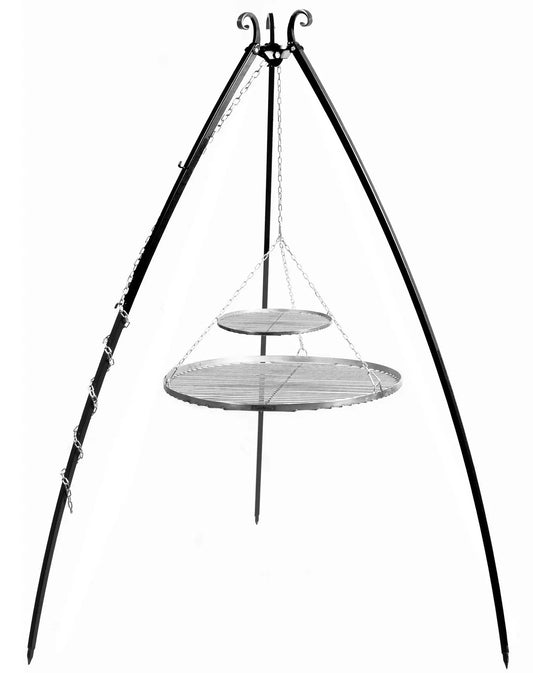 Schwenkgrill 200 cm - Doppelrost aus Rohstahl 80 cm + 40 cm