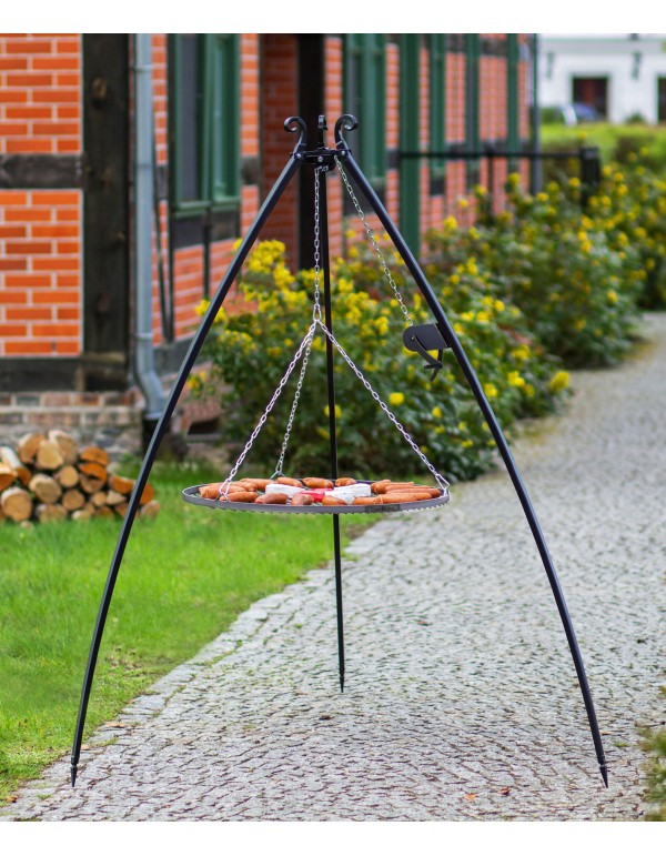 Schwenkgrill 200 cm - Grillrost aus Edelstahl 60 cm + Kurbel