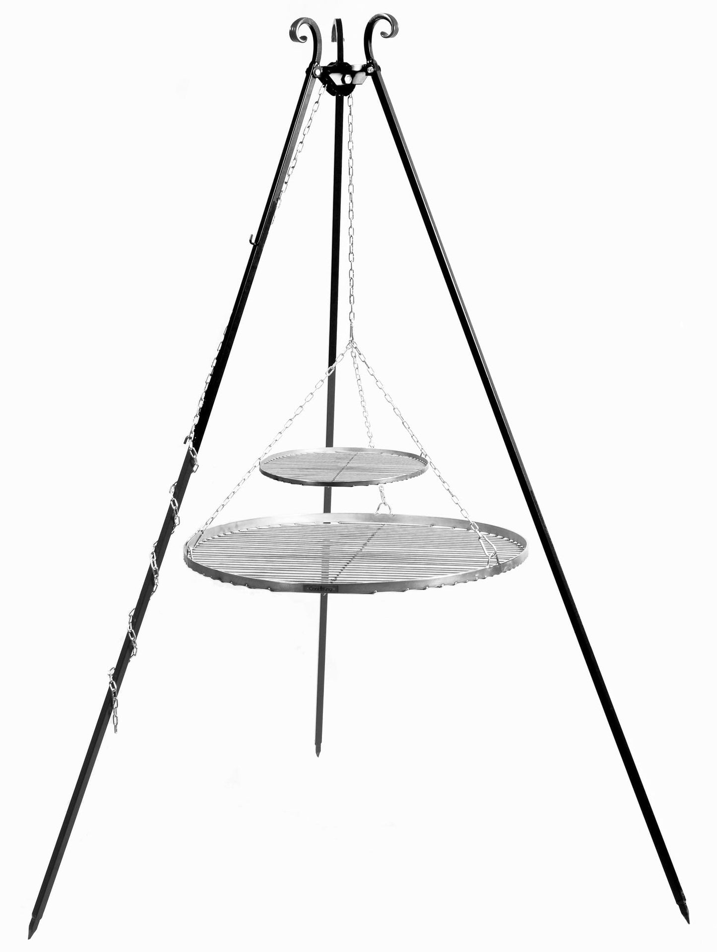 Schwenkgrill 180 cm - Doppelrost aus Edelstahl 70 cm + 40 cm