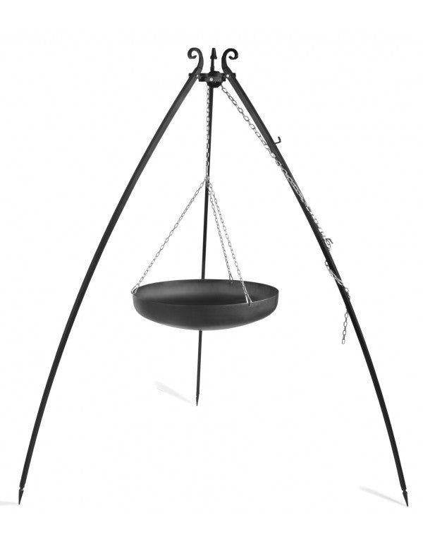 Wok am Dreibein, 200 cm Höhe, Rohstahl, 60 cm Durchmesser